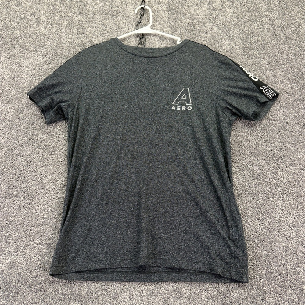 Aeropostale T Shirt Mens Medium Dark Gray Heather Stretch A Aero Graphic Tee